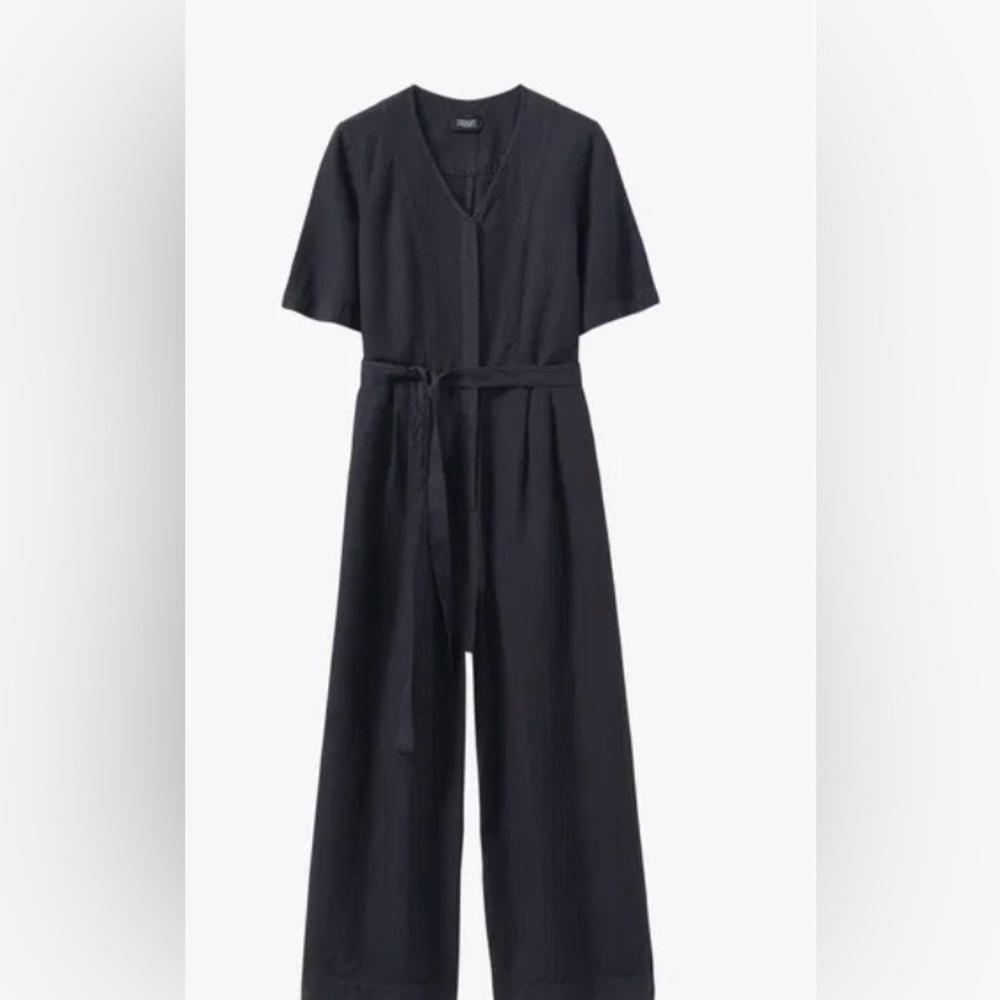 Cotton Linen V-Neck Jumpsuit - Picture 4 of 6